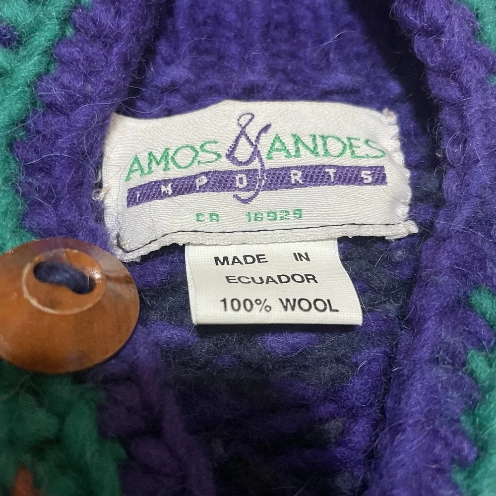 Amos & Andes‎ Imports Mens Wool Sweater Size Large Fair Isle Geometric Pullover